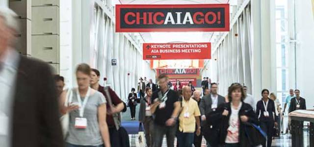 Many AIA attendees arriving at convention center