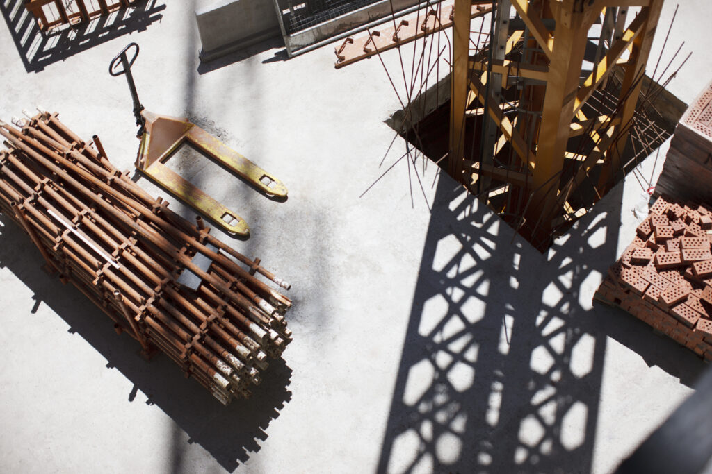 Building materials on a jobsite