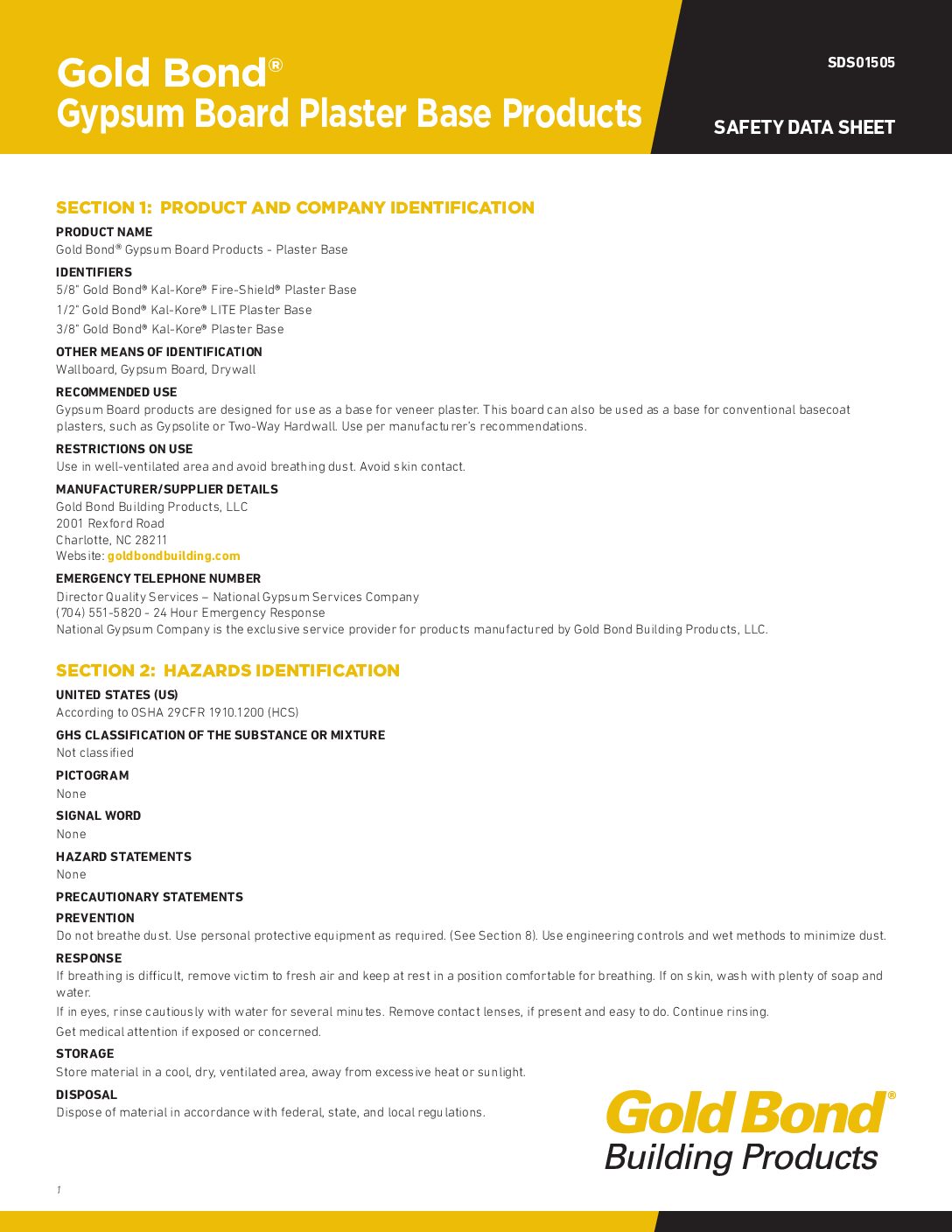 Gold Bond KK Safety Data Sheet - Document Screen Grab