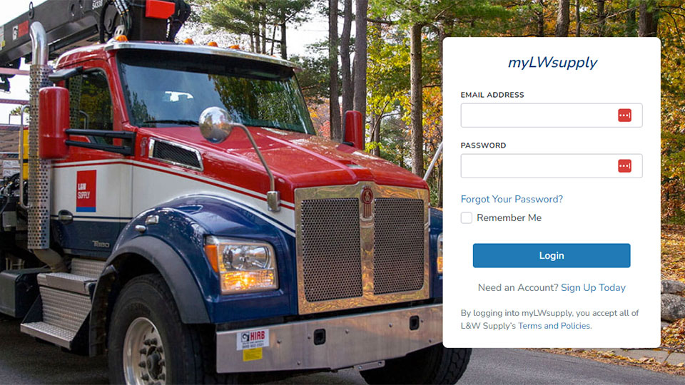 my L&W Supply Login Screen